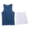 thumbnail image 2 of Mens 2 Piece Pajama Outfits Sets Silk L-4X Plus Size Lightweight Solid Sleeveless Tank Tops and Shorts Stretchy Slim Athletic Workout Suits, 2 of 3