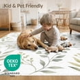 thumbnail image 4 of ODIKA 4'x6' Green Soft Sage Elegance with Botanical Washable Area Rug Vintage Inspired Design, Delicate Leaf Patterns for Bedroom, Reading Nook, Pet Friendly & Non-Shedding, 4 of 7