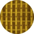 thumbnail image 1 of Ahgly Company Machine Washable Indoor Round Abstract Yellow Contemporary Area Rugs, 8' Round, 1 of 4