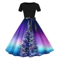 thumbnail image 1 of Jusqu'à 65 % de Réduction! Robes d'Été Mode pour Femmes 2024 Grande Taille Décontractée Imprimé Floral Manches Courtes Col Rond Robe Hauteur Genou, 1 of 3
