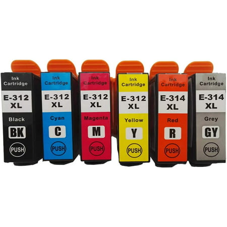 312XL 314XL Remanufactured Ink Cartridge Replacement for Expression Photo XP-15000 Printer 6-Pack  Black  Magenta  Cyan  Yellow  Red  Grey ✔【RESTART UNTIL RECOGNIZED】312 314 XL ink cartridges Remanufactured for Expression Photo HD XP-15000 Wide-Format Printer ✔【NO INK LEAKAGE】312 ink cartridge 314 with smart chip which displays ink levels in your printer to avoid running out of ink. ✔【WORK PERFECTLY】 High quality ink of the 312 314 ink cartridges prevents any printing head clogged and reduces damage to the printer head. ✔【GREAT COLOR】312XL 314XL ink cartridge of stable printing capacity  fluent and superb printing performance. ✔【EASY INSTALLATION】 Includes 6 pack of 312XL ink cartridges 314XL(1 Black 312XL Ink cartridge  1 Cyan 312XL Ink cartridge  1 Magenta 312XL Ink cartridge  1 Yellow 312XL Ink cartridge  1 Grey 314XL Ink cartridge  1 Red 314XL Ink cartridge)