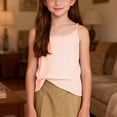 thumbnail image 4 of Big Girls T-Shirts Summer Casual Sleeveless Tank Top With Striped Design Vest Tops Basic Tees Size 13-14T, 4 of 7