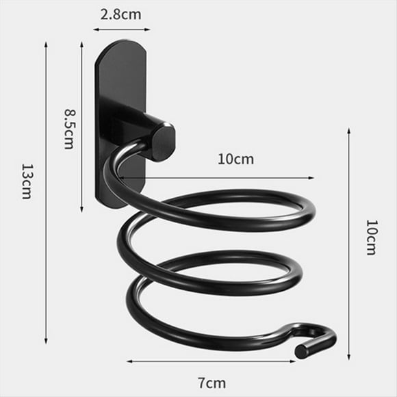 Soporte para Secador Pelo Montado en la Pared, Herramientas para Cuidado Cabello en Espiral, Estante Colgante, Organizador para Secador de Pelo, Organizador Almacenamiento Negro