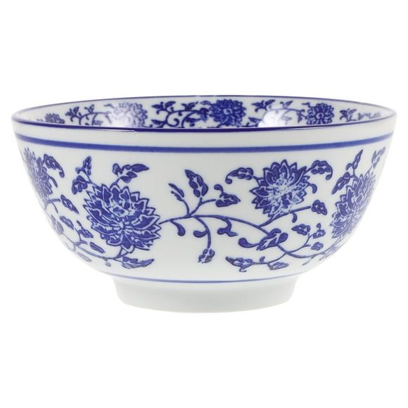 Shisuyan Rice Noodle Soup Bowl Blue and White Porcelain Soup Bowl Chinese Ceramic Bowl (5 Inch)