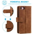 thumbnail image 6 of Wallet Case for iPhone 7 Plus iPhone 8 Plus, Retro Matte 9 Card Holder Slots Zipper Pocket Case PU Leather Magnetic Closure Kickstand with Wrist Strap Shockproof Folio Flip Case - Brown, 6 of 8