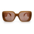 thumbnail image 5 of Womens Mod Beveled Thick Plastic Rectangular Fashion Sunlgasses [All Brown], 5 of 7