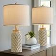 thumbnail image 4 of Oneach Farmhouse Ceramic Table Lamp Set of 2 for Living Room Bedroom 20.5" Modern Bedside Nightstand Lamps, 4 of 9