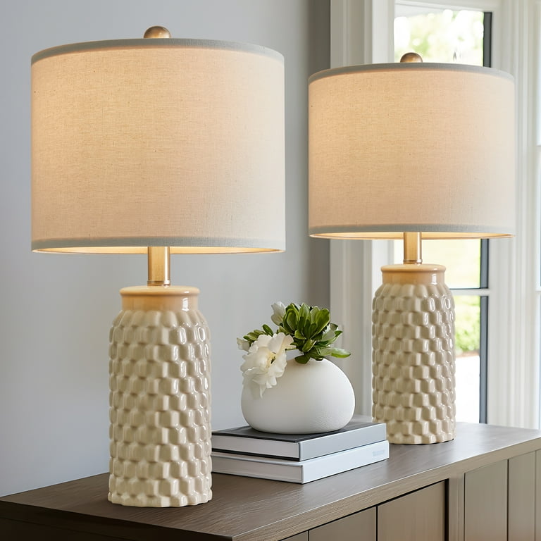 Oneach Modern Ceramic Table Lamp Set of 2, Bedside