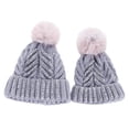 thumbnail image 4 of Awdenio Beanies Hats Mom And Baby Rhinestone Knitting Wool Hemming Hat Keep Warm Winter Ball Hat Cap, 4 of 4