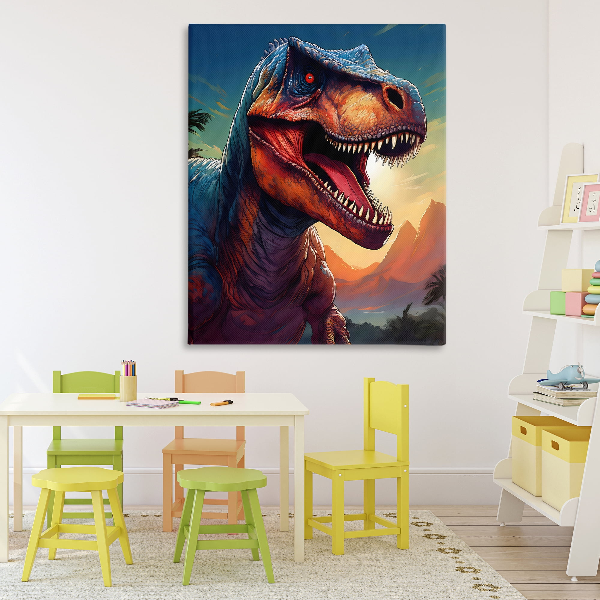 Stupell Industries Dinosaur with Sunset Landscape Canvas Wall Art, design by Creative Studio