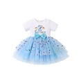 thumbnail image 2 of IDOPIP Toddler Birthday Girl Sparkle Confetti Ruffle Tutu Dress Baby Dog Ears Hair Clips Outfit Cake Crush Smash Photo Shoot 2T Blue, 2 of 9