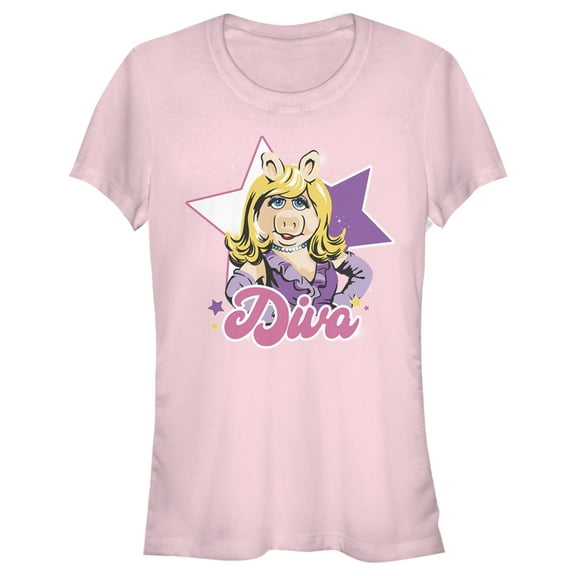 Junior's The Muppets Miss Piggy Diva Graphic Tee Light Pink Large