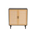 thumbnail image 3 of Baxton Studio Maureen Mid-Century Modern Espresso Brown Wood and Rattan 2-Door Storage Cabinet, 3 of 5