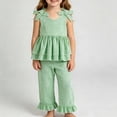 thumbnail image 2 of WRKEKC Girls Summer Outfits Solid Plaid Bow Halter Sleeveless Top and Wide Leg Pants Set for 0-5 Years, 2 of 5