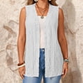 thumbnail image 2 of CIENVNSTG Women's Sweater Vest Plus Size Sleeveless Lightweight Open Front Knit Cardigan Casual Loose Sweaters with Pockets White 3XL, 2 of 5