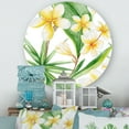 thumbnail image 2 of Designart 'Yellow Flowers and Tropical Foliage X' Traditional Circle Metal Wall Art 11x11 - Disc of 11, 2 of 5