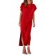 thumbnail image 3 of Lucakuins - Vestido de playa informal de verano para mujer, color sólido, manga corta de murciélago, cuello redondo, vestido dividido Lucakuins  moda, 3 of 8