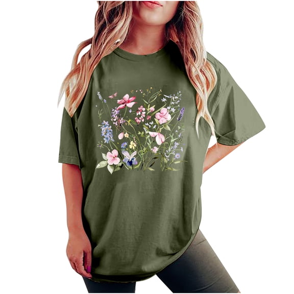 Trendy Summer Tops Y2K Womens Tops Short Sleeve V Neck Cotton Womens Blouses Dressy Casual Short Sleeve Cute Oversized T Shirts For Women Gym
