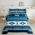 thumbnail image 2 of Erosebridal Blue Aztec Bedding Sets King with Comforter,Bohemian Theme Bedding King Comforter Set,Boho Tribal Down Comforter,Microfiber Hippie Room Decoration,Reversible,3-Piece, 2 of 8