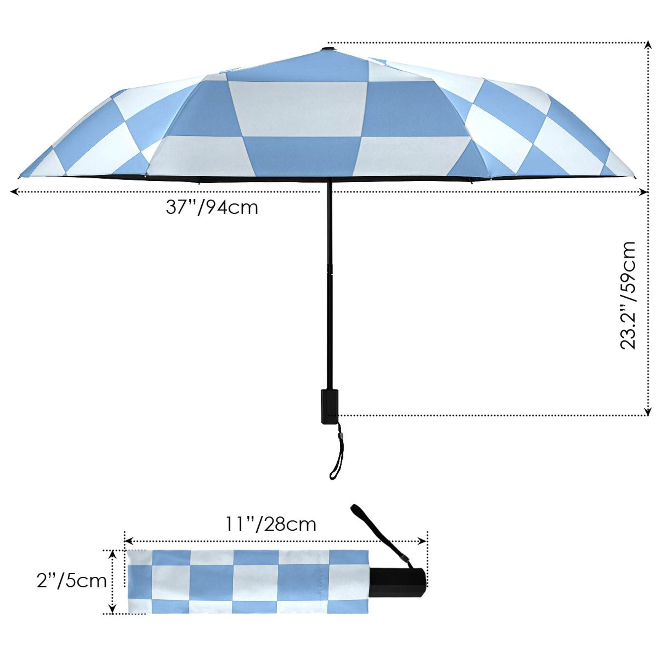 ALAZA Checkered Grid-t7 UPF 50+ Compact Folding Umbrella for Rain Travel Umbrella Packable