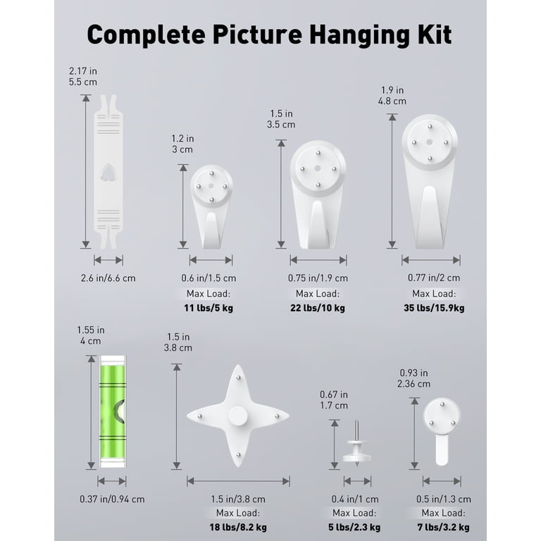 Uniclife 60 Pcs Non-Trace Picture Hooks for Hard Wall, Picture Hanging