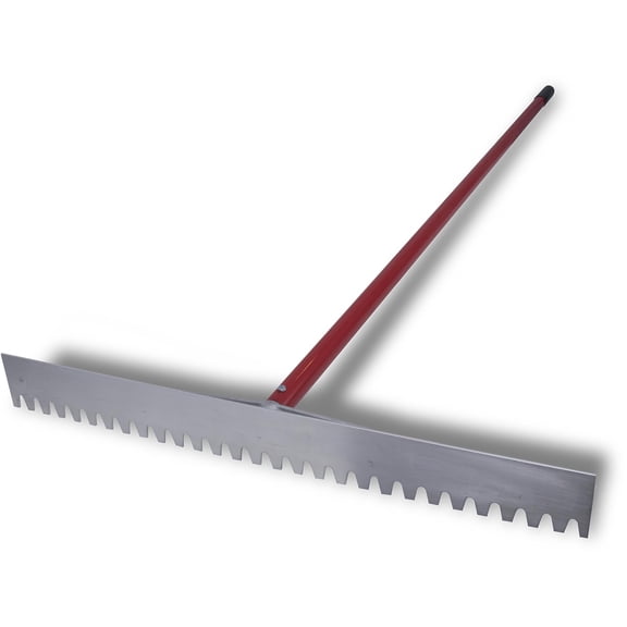 MARSHALLTOWN RED700026C Asphalt Lute Rake, Blunt 32 Inch Blade, 72 Inch Aluminum Handle, T Connector, Spreads and Levels Hot Asphalt, 32 Inch Blunt Magnesium Blade