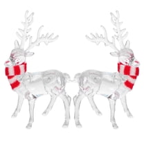 TABLZONE 2Pcs Christmas Acrylic Reindeer Ornaments Clear Deer Figurines for Indoor and Outdoor Holiday Decoration