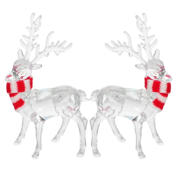 TABLZONE 2Pcs Christmas Acrylic Reindeer Ornaments Clear Deer Figurines for Indoor and Outdoor Holiday Decoration