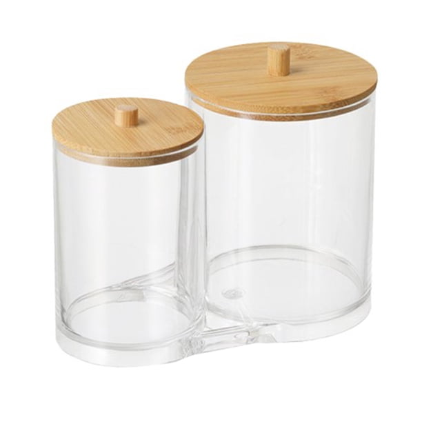 Organizador de hisopos con tapas de bambú portátiles, soporte para hisopos para el hogar
