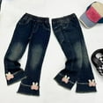 thumbnail image 2 of Chbgutlmr Girls Flared Jeans Elastic Waist Denim Pants Casual Fitted Bell Bottoms Kids Toddler Clothes, 2 of 3