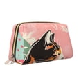 thumbnail image 2 of Picia Colorful Cat With Flowers Print Leather Makeup Bag Make Up Bag Travel Toiletry Bag for Her Girlfriend Teacher Teen Girl Gifts, 2 of 8