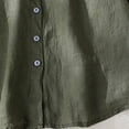 thumbnail image 4 of Women's Spring Summer Linen Casual Short Sleeve Turndown Collar Blouse, Loose Solid Color Buttoned Drawstring Hem, Cotton-Linen Relaxed Fit Shirt, Versatile and Breathable for Daily Wear, 4 of 7
