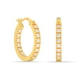 thumbnail image 3 of Charmsy Gold Plated Multi CZ Click Top Small Huggie Hoop Earrings for Women 16 MM, 3 of 5