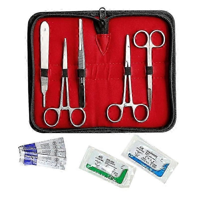 Kit de sutura, instrumentos de entrenamiento de acero inoxidable con hojas de bisturí para veterinarios, biología y diagnóstico.