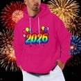 thumbnail image 2 of Happy 2026 Hoodies for Men Printed Long Sleeve Drawstring Loose Fit Pullover Sweatshirts Tops with Pocket (4XL, Hot Pink), 2 of 5