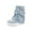 Blue, variant on Womens Distressed Denim Ankle Boots Winter Fashion Flatform Booties Vintage Washed Comfortable Casual Boots with Chain Blue