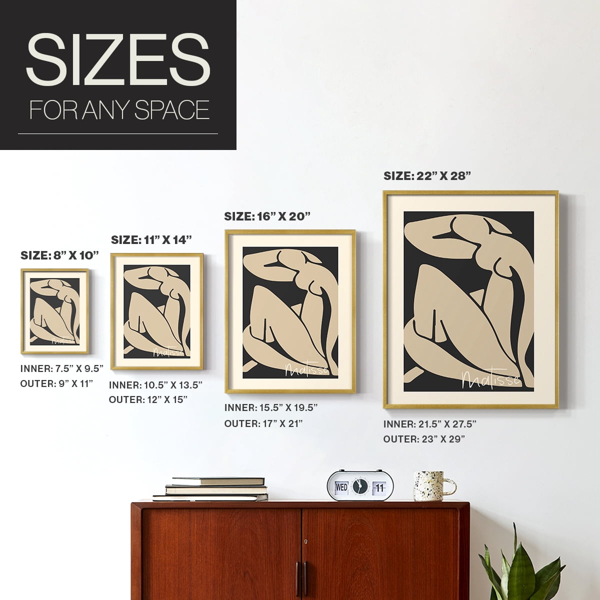 Matisse CCCVI in Gold Solid Wood 22 x 28 Framed Print