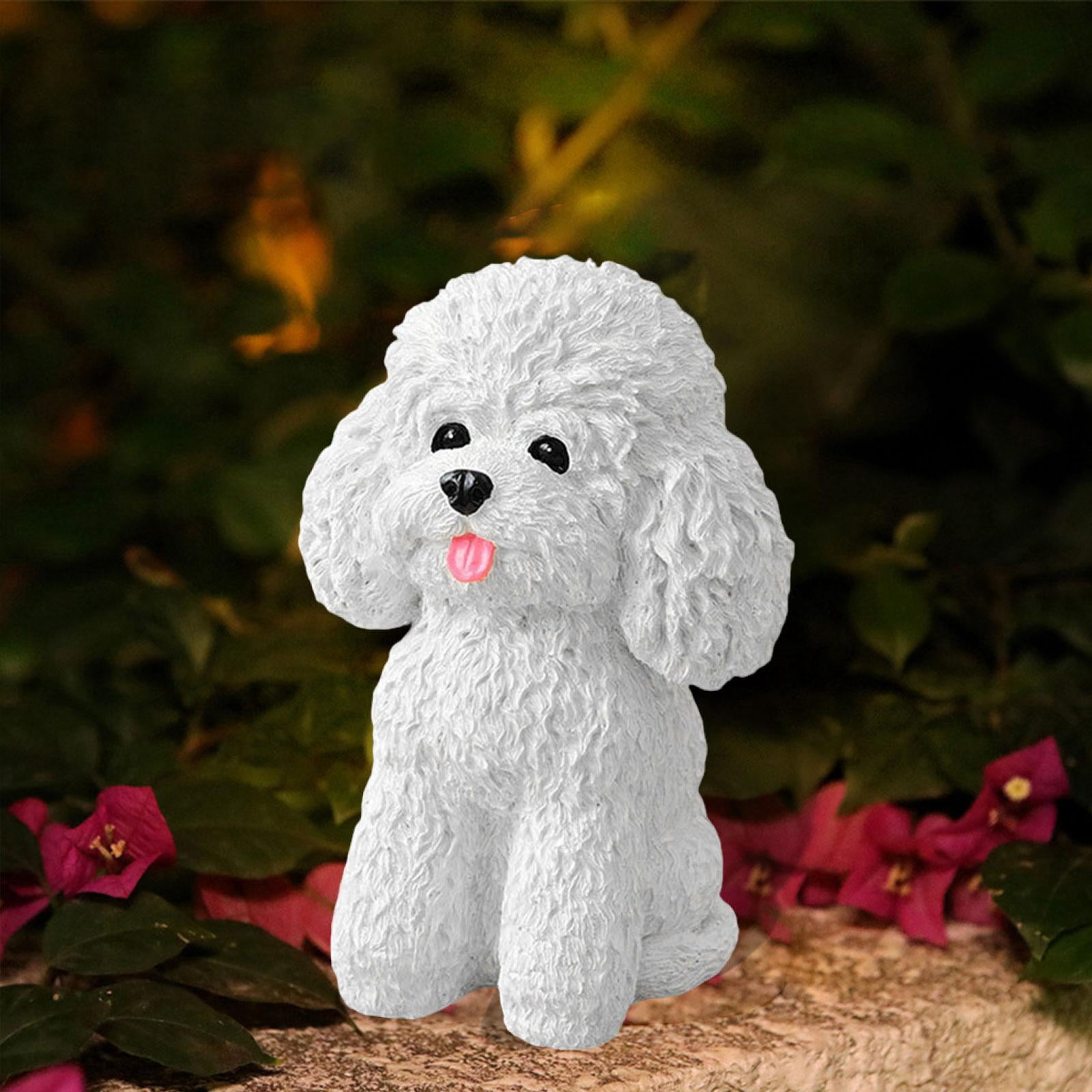 deevoka Sitting Dog Statue Garden Puppy Sculpture Collectibles Indoor and Outdoor Decor Resin Animal Figurine for Yard Porch Entrance White