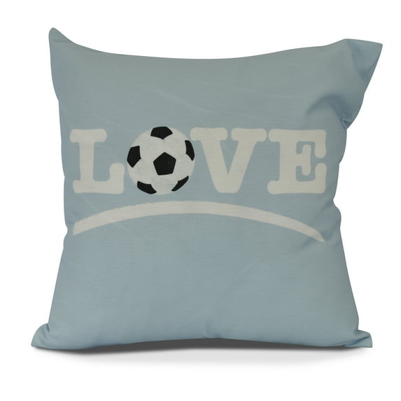 Simply Daisy's, Love Soccer, Bright Blue 20 Inch Word Print Pillow