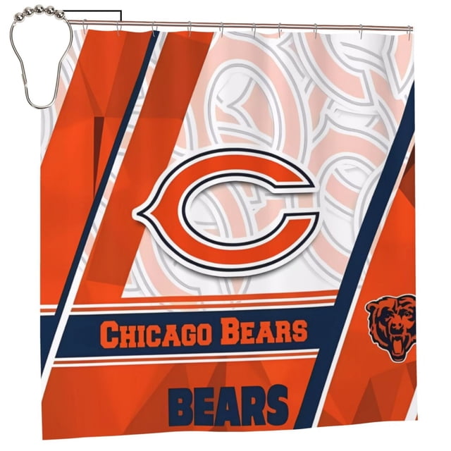 Cortinas opacas impermeables personalizadas del equipo de fútbol Bears, cortinas impermeables, cortina de ducha para baño, cortina de ducha para el hogar antialtas temperaturas, 72 x 72 pulgadas