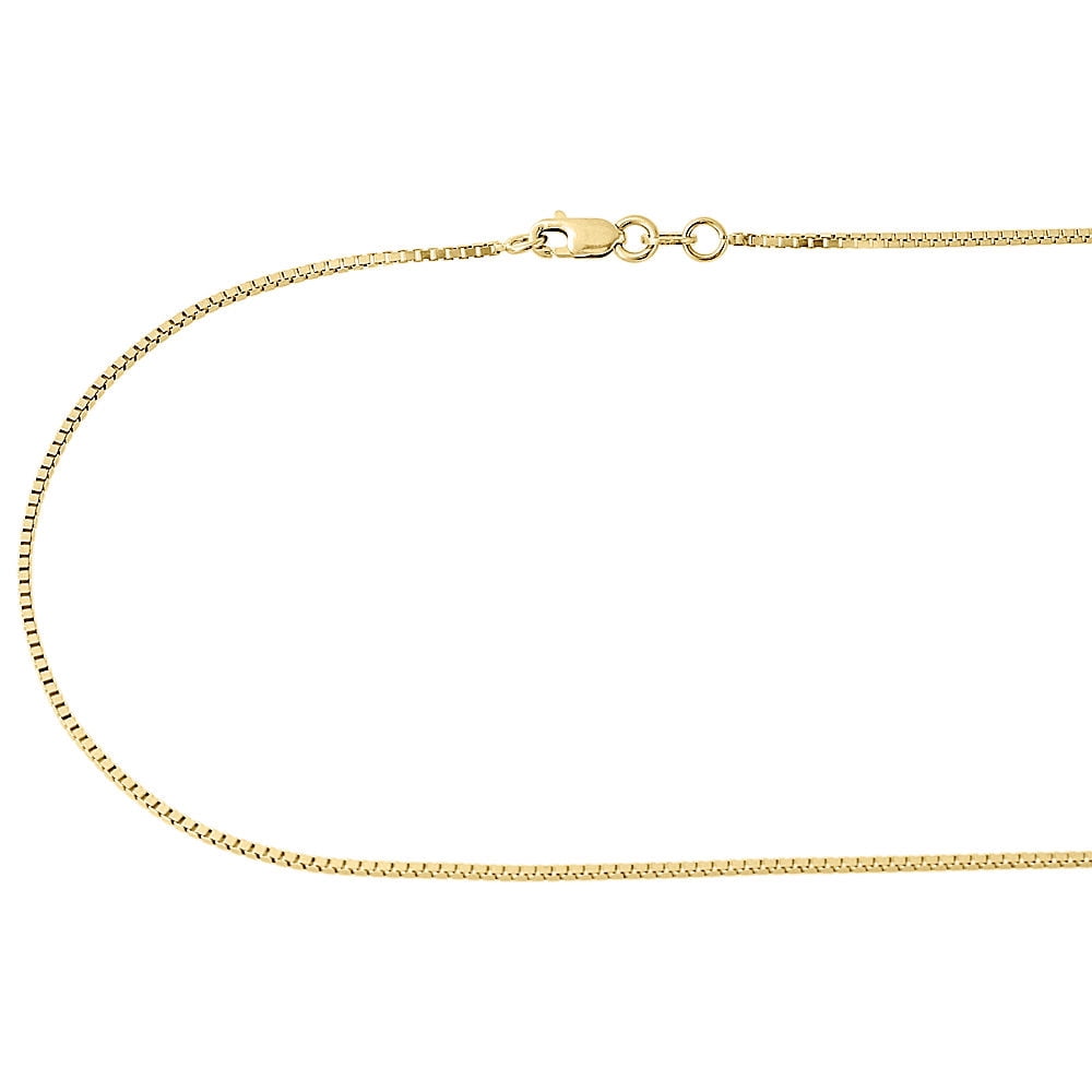 10K Yellow Gold 1MM Solid Box Chain Necklace 20" Length