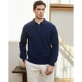 thumbnail image 5 of Kallspin Men's Cotton Knit Polo Sweater Business Casual Long Sleeve Pullover Sweater(Navy Blue,X-Large), 5 of 9