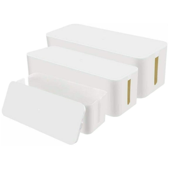 Oumilen Cable Management Boxes Organizer to Hide Wires & Power Strips, White