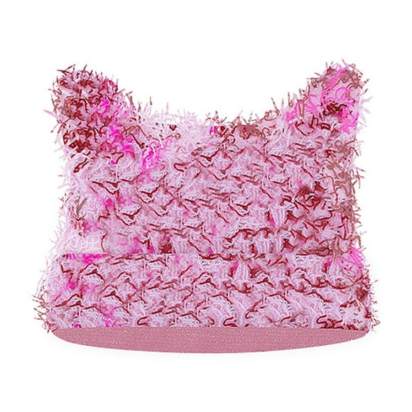 Jamicy Hats for Women Clearance Christmas Present Cute Cat Ear Beanie Y2k Fuzzy Distressed Hat Grunge Winter Clothes