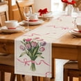 thumbnail image 5 of Pink Tulip Table Runner - 70 Inch Long Spring Floral Romantic Flowers Rustic Cotton and Linen Blended Dress Scarves Farmhouse Table Runner for Kitchen Dining, Coffee Table, 13" x 70", 5 of 8