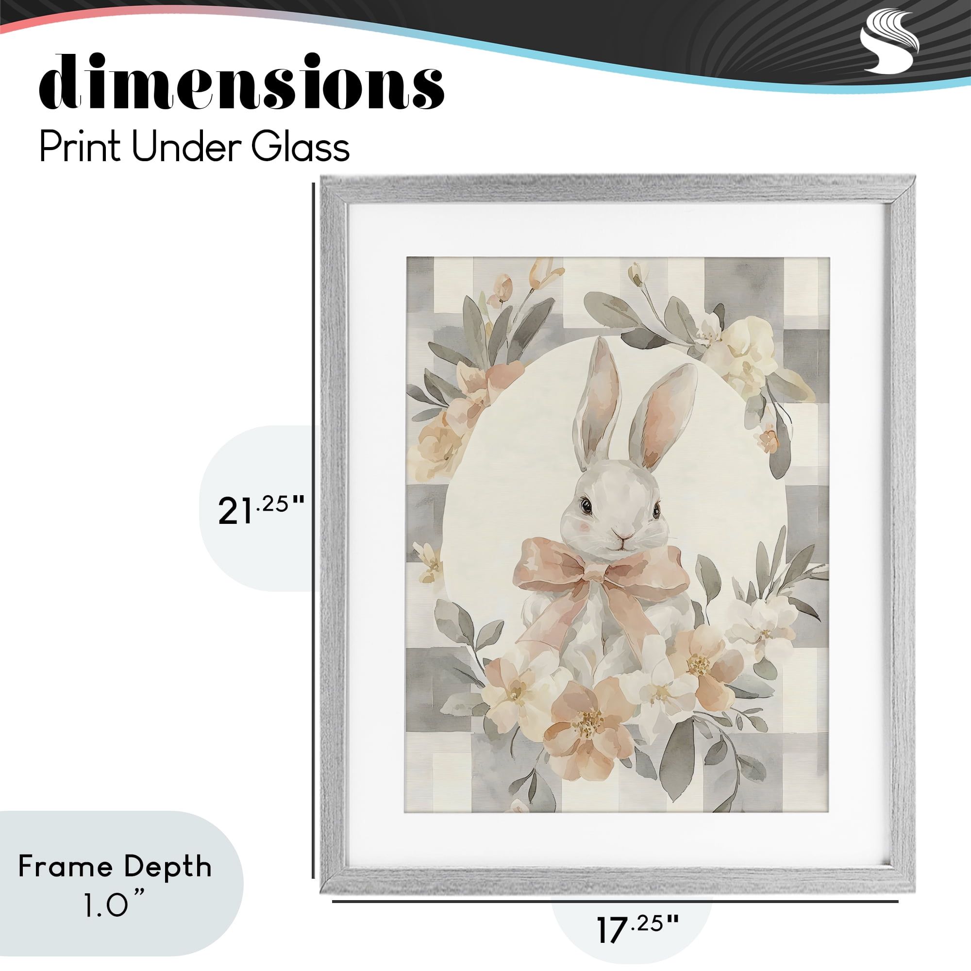 Stupell Industries Adorable Bunny in Wreath Gray Framed Print Under Glass, design by Creative Studio