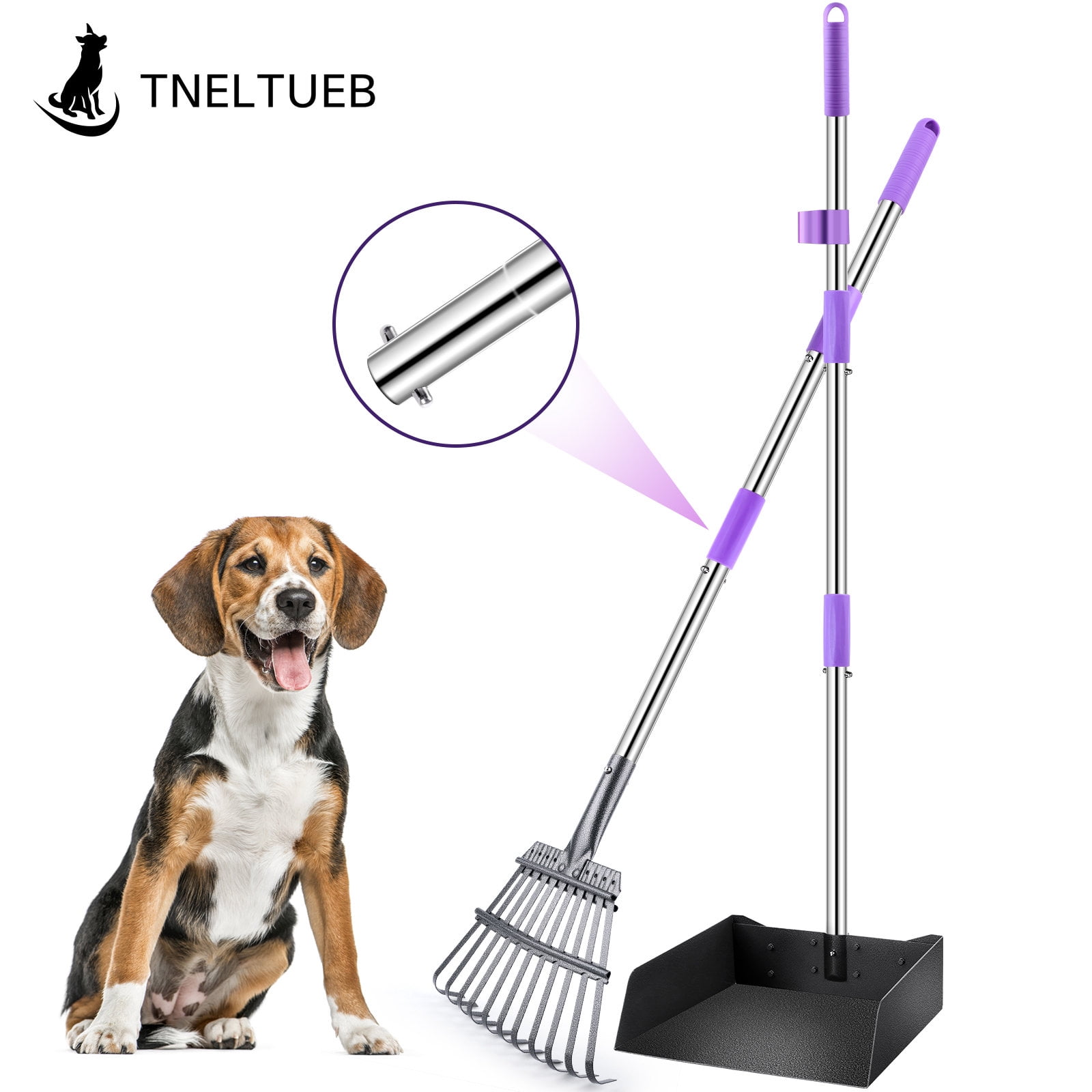 Large Dog Pooper Scooper Set Extra Metal Pet Poop Tray & Rake with