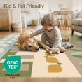 thumbnail image 4 of ODIKA 4'x6' Green Beige Retro Rainbow Arches Geometric Washable Area Rug Mid Century Modern Vertical Bands Leaf Motifs Stain Resistant, Low Pile, Easy Care for Dorm Room, Small Living, 4 of 7