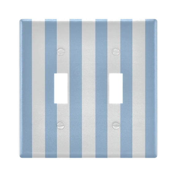 Light Blue-white Stripes Light Switch Cover Electrical Outlet Cover Replaceable Wall Plates 2-Gang