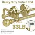 thumbnail image 2 of Ridicili 5/8" Telescoping Double Curtain Rods with Reticulated Ball Finials, Gold, 28"-48", 5/8 Inches Front and 1/2 Inches Back Double Window Drapery Rod, 2 of 6